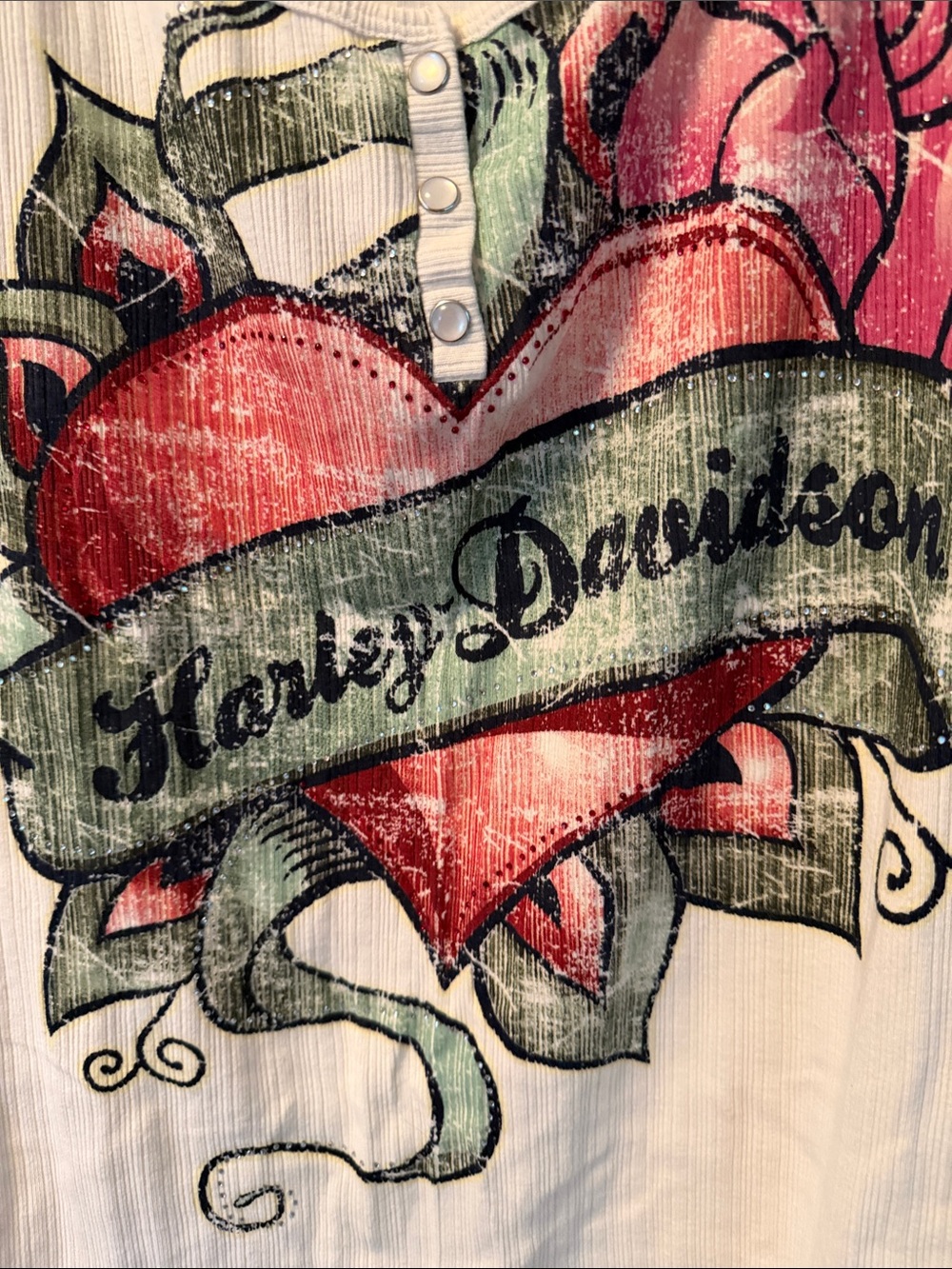 Harley-Davidson Red & Green Heart Banner Tank Top